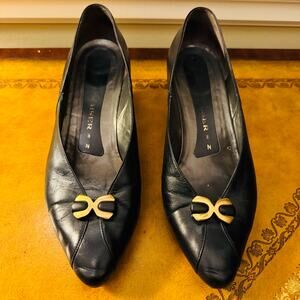 Peter Kaiser Womens Y2K Navy Leather Made in West Germany Pump Heels Size 8 N
